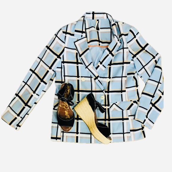 TopShop Blue Window Pane Plaid Blazer - Picture 12 of 13